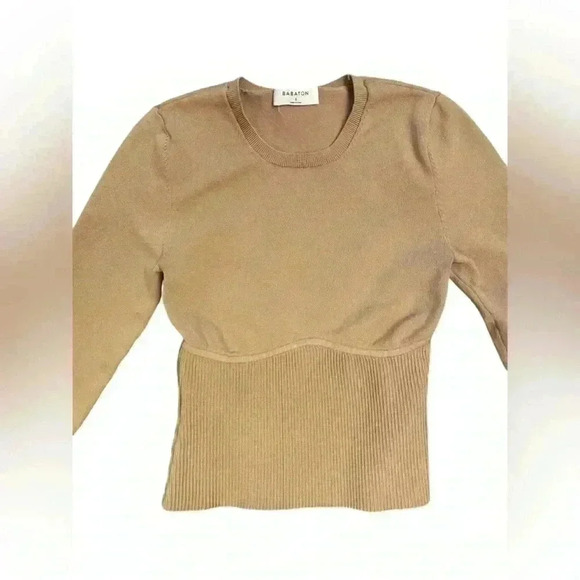 Babaton Sculpt Knit Empire Longsleeve In Neutral Tan Size Small - Picture 8 of 10